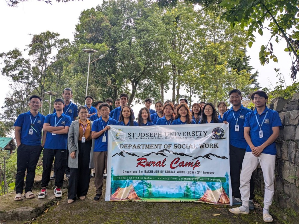 Department of Social Work, St. Joseph University, conducted a week-long rural camp from July 12 to 19 for students of BSW III Semester and MA Rural Development III Semester in Benreu and Mezoma villages.